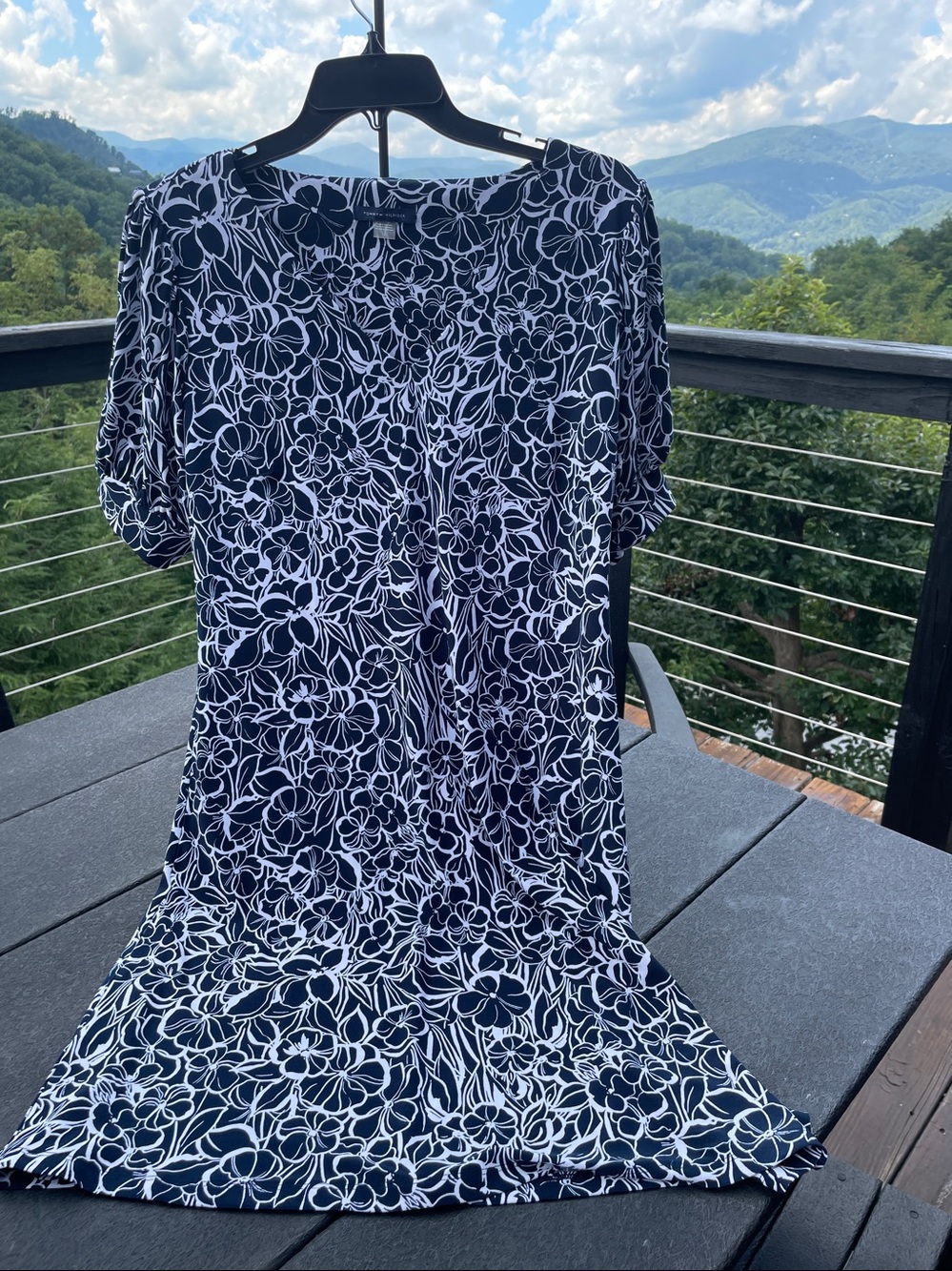 Tommy Hilfiger Navy and White Floral Midi Dress